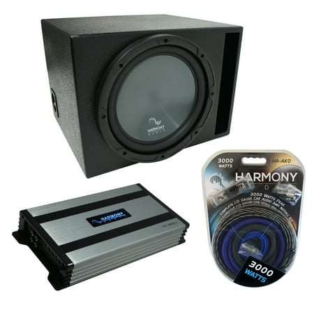 Universal Car Stereo Rhino Coated Ported 15" Harmony R154 Sub Box & HA-A800.1