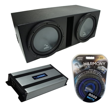Universal Car Stereo Rhino Coated Ported Dual 10" Harmony R104 Sub Box HA-A800.1