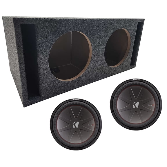 Universal Car Stereo Slotted S Port Dual 10" Kicker CompR CWR10 Sub Box 2 Ohm