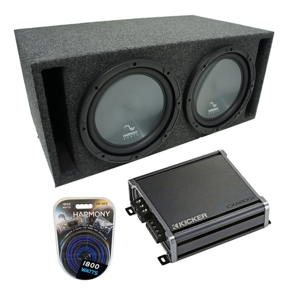 Universal Car Stereo Slotted S Port Dual 12" Harmony R124 Sub Box & CXA800.1