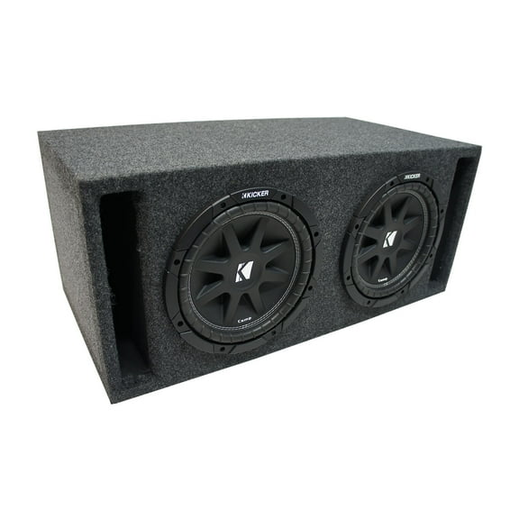 Universal Car Stereo Slotted S Port Dual 12" Kicker Comp C12 Sub Box - 2 Ohm