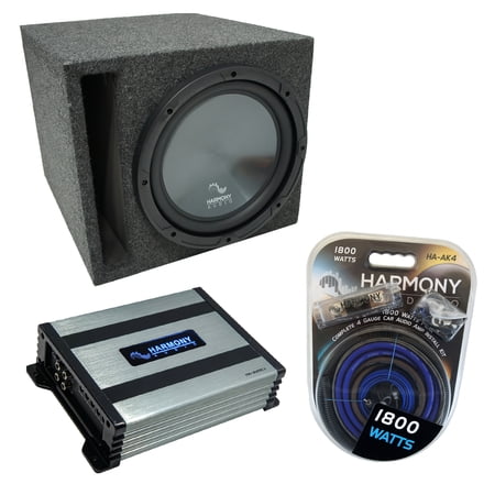 Universal Car Stereo Slotted S Port Single 10" Harmony R104 Sub Box & HA-A400.1