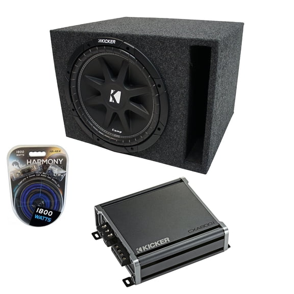 Universal Car Stereo Vented Port Single 15 Kicker Comp C15 Sub Box & CXA8001 Amp