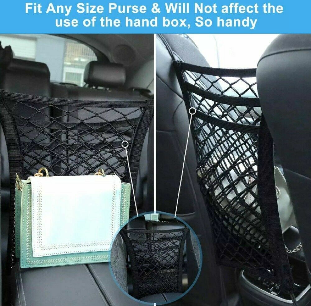Universal Car Storage Net Bag Cargo Elastic Seat Mesh Organizer Holder 