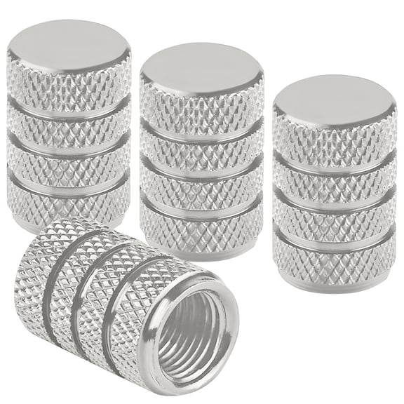 Universal Car Tire Valve Stem Caps with Airtight Rubber Seal for Cars Trucks and SUVs Aluminum Alloy Dustproof Covers Set of 4 Silver