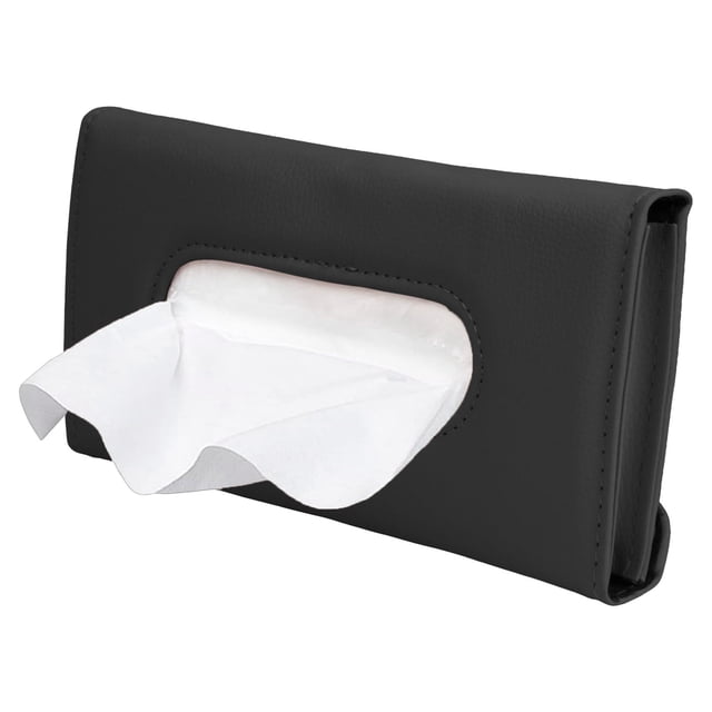 Universal Car Tissue Holder PU Leather Hanging Napkin Organizer for Sun Visor Compact Design Fits Tissue Cartons Car Interior Accessory