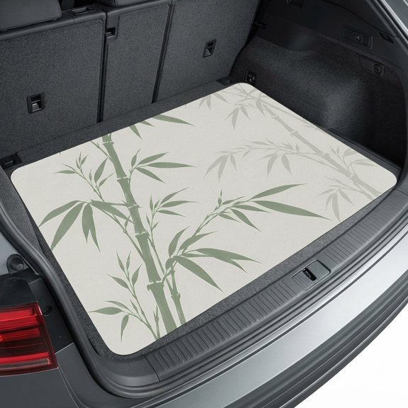 Universal Car Trunk Mat 29" x 39", Green Slender Grass Foliage All Weather Cargo Liner, Practical Auto Interior Accessories, Neutral Zen Wabi Sabi Grass Leaf Cargo Mat Fits Most Cars SUVs Trucks