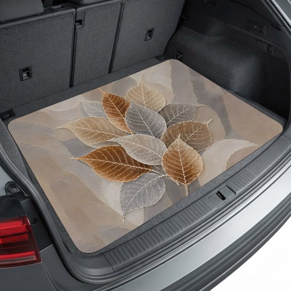 Universal Car Trunk Mat 29" x 39", Rustic Autumn Leaf All Weather Cargo Liner, Practical Auto Interior Accessories, 3D Layered Leaves Cluster Pastoral Botanical Cargo Mat Fits Most Cars SUVs Trucks