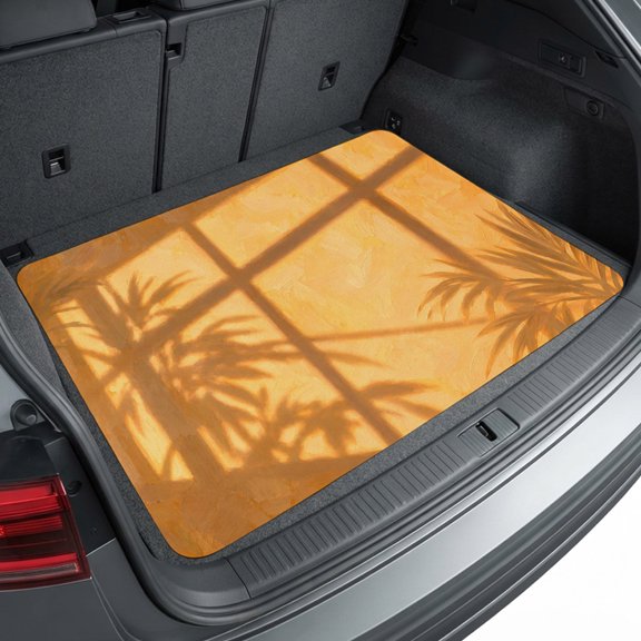 Universal Car Trunk Mat 29" x 39", Sunshine Leaf All Weather Cargo Liner, Practical Auto Interior Accessories, Pastoral Tropical Minimalist Palm Leave Shadow Cargo Mat Fits Most Cars SUVs Trucks