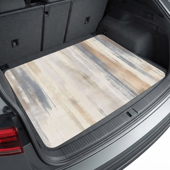 Universal Car Trunk Mat 29"x39", Beige Grey Waterproof Cargo Liner, Non-Slip Durability Cargo Mat, Abstract Mottled Art Retro Modern Painting All Weather Rear Trunk Protector for Car SUV