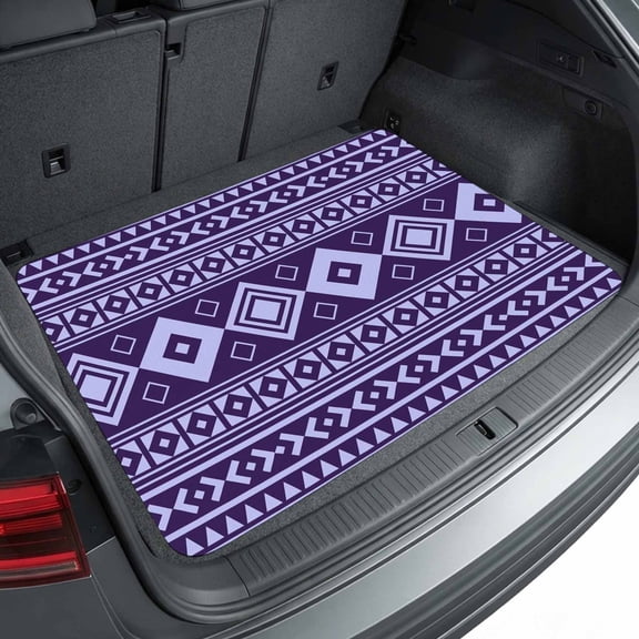 Universal Car Trunk Mat 29"x39", Boho Tribe Waterproof Cargo Liner, Non-Slip Durability Cargo Mat, Purple Zen Southwest Middle Century All Weather Rear Trunk Protector for Car SUV