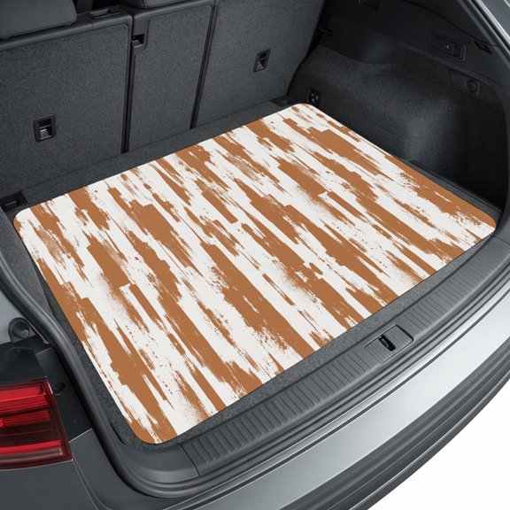 Universal Car Trunk Mat 29"x39", Burnt Orange Waterproof Cargo Liner, Non-Slip Durability Cargo Mat, Abstract Art Tribe Farmhouse All Weather Rear Trunk Protector for Car SUV