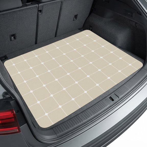 Universal Car Trunk Mat 29"x39", Cream Gingham Waterproof Cargo Liner, Non-Slip Durability Cargo Mat, Modern Minimalist Geometric Plaid All Weather Rear Trunk Protector for Car SUV