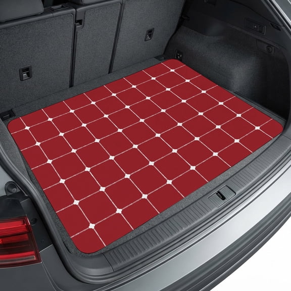 Universal Car Trunk Mat 29"x39", Red Gingham Waterproof Cargo Liner, Non-Slip Durability Cargo Mat, Modern Minimalist Geometric Plaid All Weather Rear Trunk Protector for Car SUV