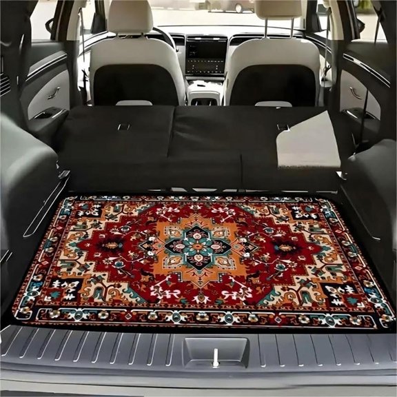 Universal Car Trunk Mat with Non-Slip Backing, Crystal Velvet Cargo Liner with Reinforced Edges & Printed Pattern, Anti-Slip Trunk Protector for Cars, SUVs & Crossovers