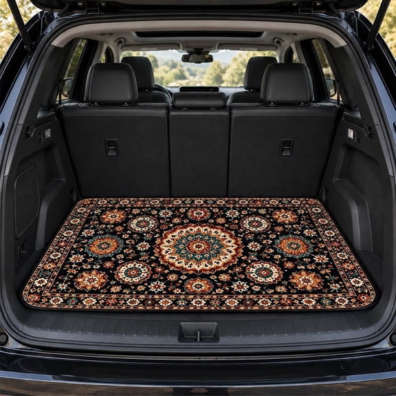 Universal Car Trunk Mat, Non‑Slip, Easy‑Clean, 29" X 39" Bohemian Style Universal Fit Various Patterns for Most Car Models Trunk Mat for Suv, Washable Stylish Vehicle Interior Accessories