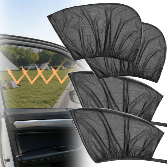 Universal Car Window Shades - Super Stretchy Mesh Screen Sun Car Window Shade, Blackout Privacy & Thermal Insulation Side Shades for Van Car SUV & Camping (2, Black-Side Window)