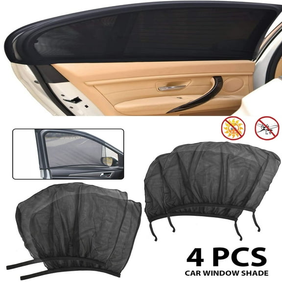 Universal Car Window Sun Shade, 4 Pack Breathable Mesh Car Rear Front Side Window Shade Sunshade UV Protection for Baby Family Pet, Car Mosquito Net Curtains Fit for Most of Cars