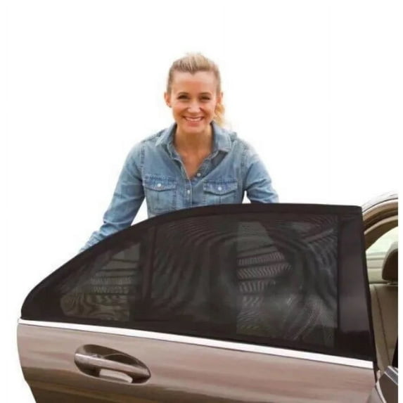 Universal Car Window Sun Shade Screens | High Elasticity Mesh Fabric | SUV Front & Rear Fit 65x55cm, Stretchable 110x57cm | Heat Reduction, UV Protection, Breathable Ventilation | Prevent Interior