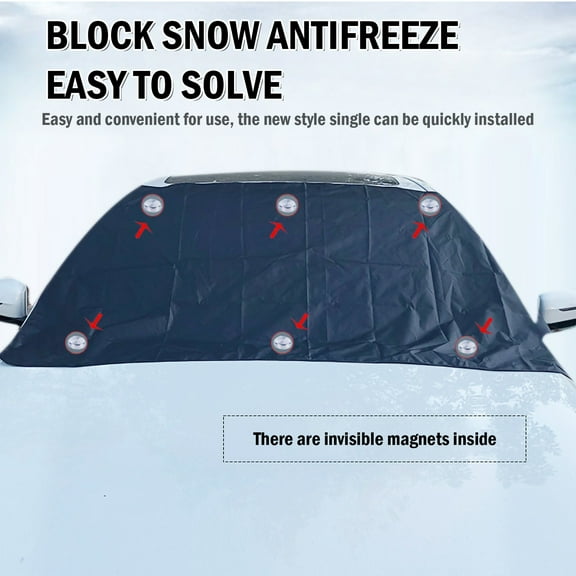 Universal Car Windshield Snow Cover & Sun Shade | 210X125X145cm Winter Front Shield with Magnets | Reversible, Foldable & Lightweight | 190T Polyester Taft + Aluminium Film | Includes 6 Suction Cups