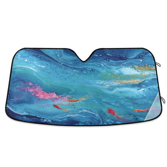 Universal Car Windshield Sunshade Foldable Design Keeps Vehicle Cool & Fresh Blue Vortex S