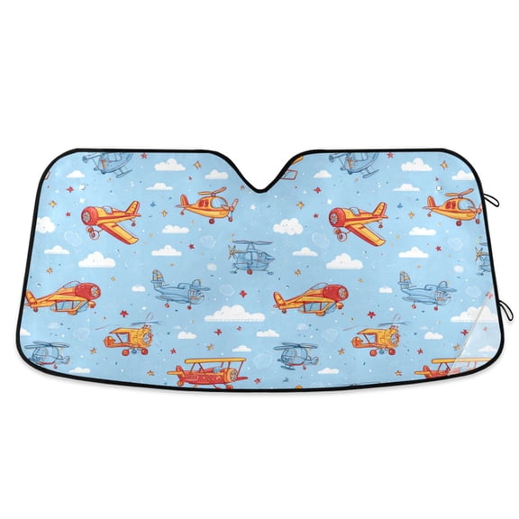 Universal Car Windshield Sunshade Foldable Design Keeps Vehicle Cool & Fresh Bright and Lively Airplane Pattern M
