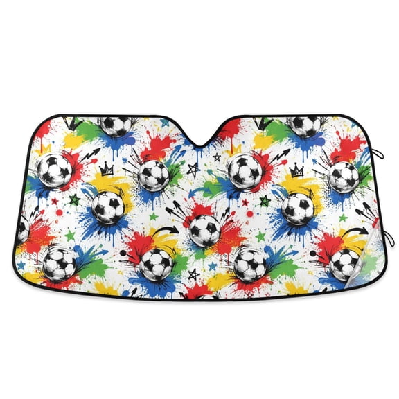 Universal Car Windshield Sunshade Foldable Design Keeps Vehicle Cool & Fresh Classic Football Pattern M