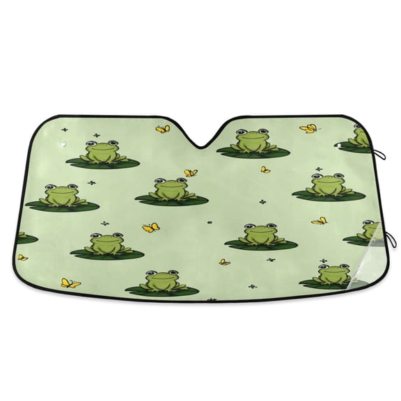 Universal Car Windshield Sunshade Foldable Design Keeps Vehicle Cool & Fresh Cute Frogs on Lily Pads M