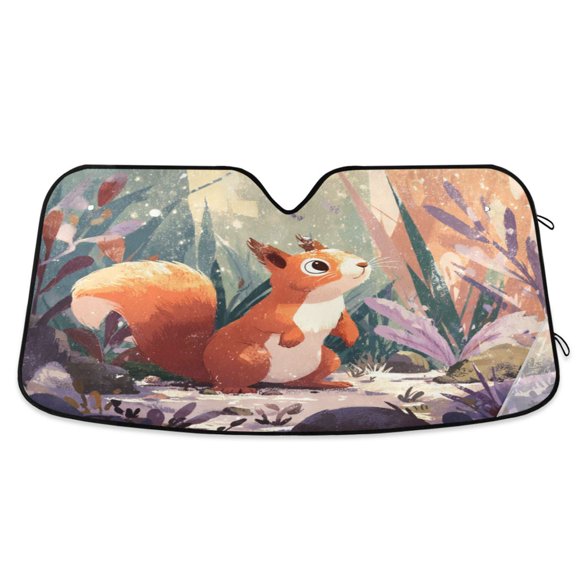 Universal Car Windshield Sunshade Foldable Design Keeps Vehicle Cool & Fresh Cute Little Squirrel M