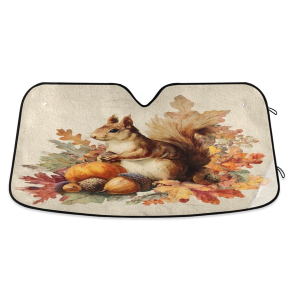 Universal Car Windshield Sunshade Foldable Design Keeps Vehicle Cool & Fresh Cute Squirrel with Acorns M