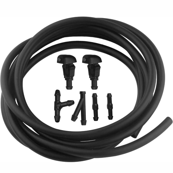 Universal Car Windshield Washer Wiper Nozzle Spray Jet Kit with Fluid Hose, Durable Plastic Washer Squirter Replacement for Front Driver & Passenger Side Automotive Care