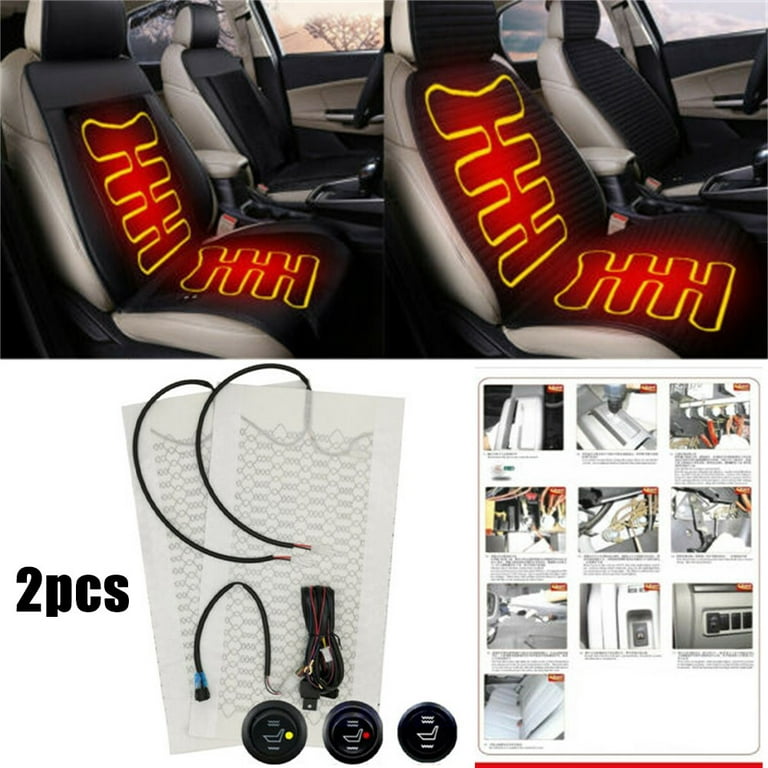 2x universal car seat heater carbon heating mats retrofit kit circuit 2  stages