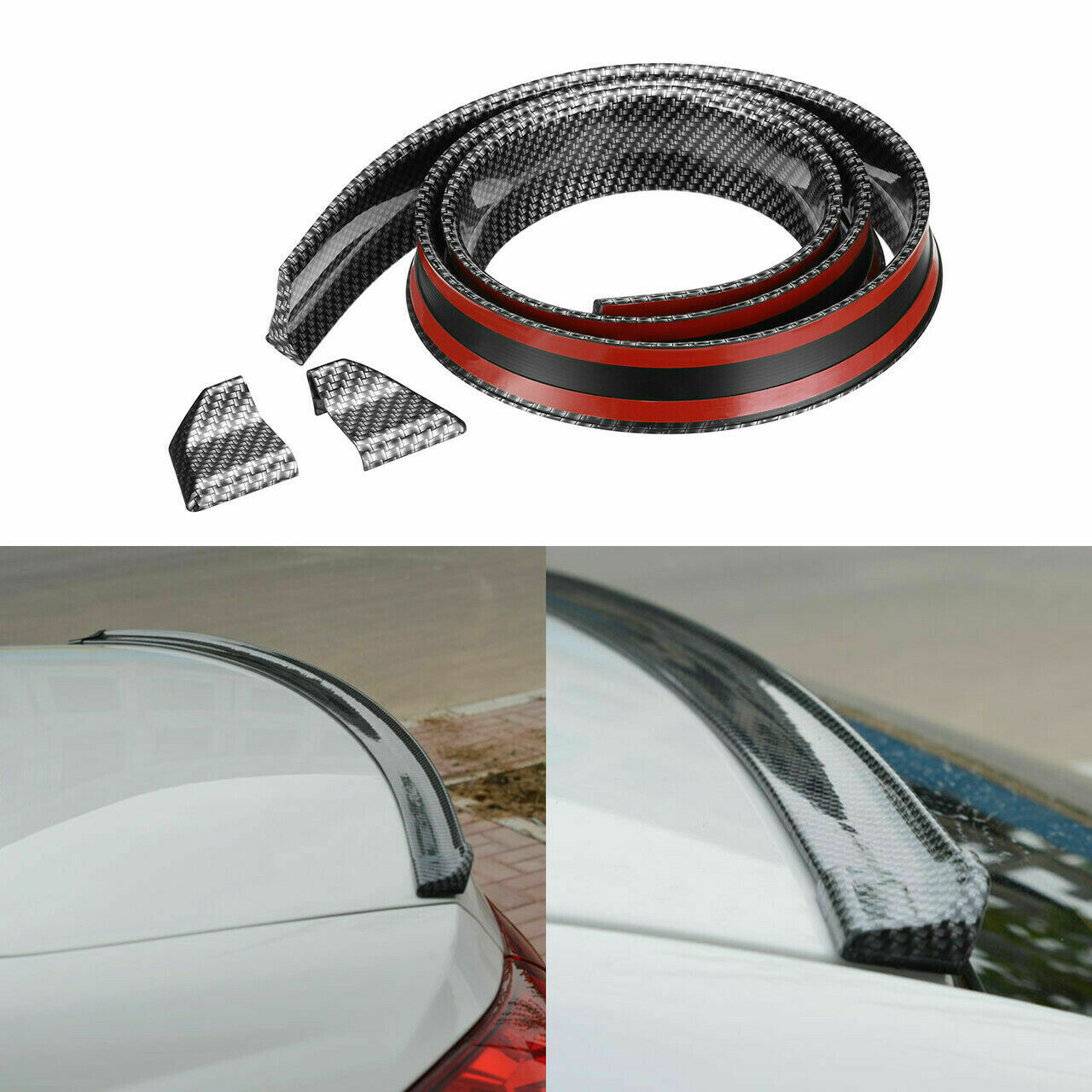 Universal Carbon Fiber Spoiler Wing Rear Sunroof Window Tail Lip Trim ...