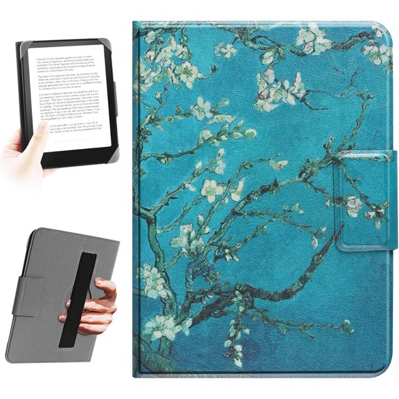Universal Case for 6.8-Inch,7-Inch eReaders.Compatible with Kindle, Kobo, Paperwhite, Pocketbook, Tolino eReaders. Elastic Rope Cover for 6" -7" E-Book Readers.Flower