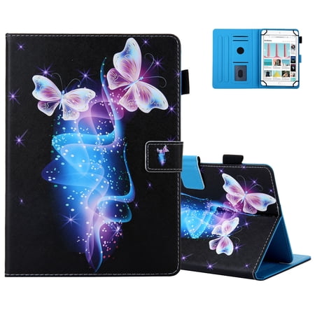 Universal Case for 8/8.3/8.4 Inch Tablet, Stand Wallet Case for Galaxy Tab A,E,S,4,3 8.0 8.4/ HD 8/ Lenovo Tab M8,E8,2,3,4 8"/ HUAWEI T1,T5,M2,M3,M5 8" 8.4"/ Android Tablet 8 Inch (Crystal Butterfly)