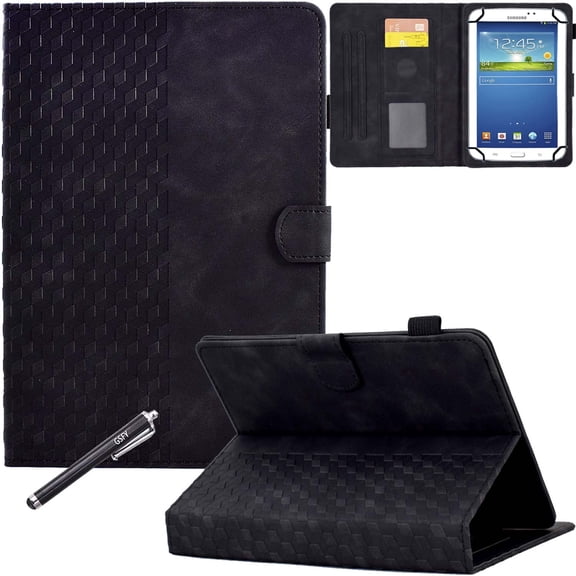 Universal Case for 9.6-10.5 inch Tablet, GSFY Stand Folio Protective Cover for 9.6/9.7/10/10.1/10.2/10.5 inch Touchscreen Tablet with Multiple Viewing Angles Document Card Pocket - Black Blocks