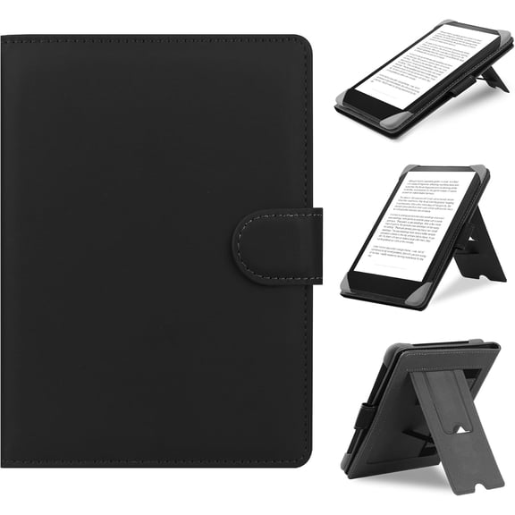 Universal Case Compatible with 6.8"-7" Kobo/Pocketbook/TolinoKindle Paperwhite/Kobo Clara HD/Kobo Clara 2E Leather Stand Cover for 6-6.8'' E-Book eReader,Black