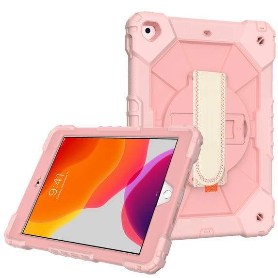 Universal Case Compatible with iPad 10.2 (8th/7th Generation) /iPad Air (3rd Generation) /iPad Pro (10.5 Inch) - Shockproof Rugged Case with Hand Strap Protective Kickstand Kids Cover (02 Rosegold)