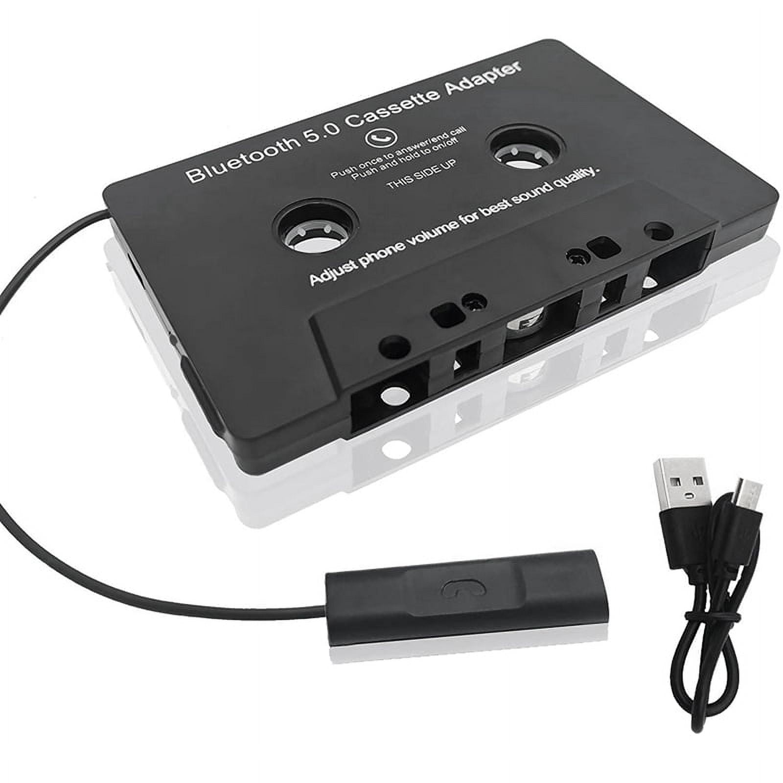 Bluetooth 5.1 Car Audio Cassette Music Adapter AUX Jack CD Tape Converter  Black