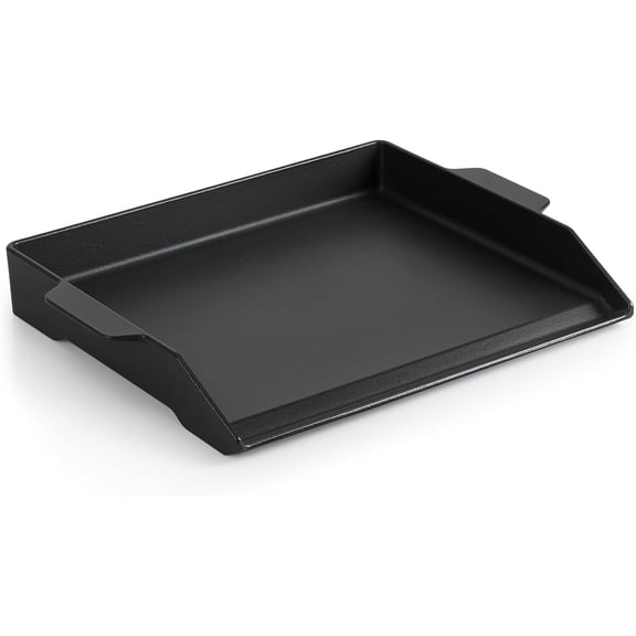 Universal Cast Iron Cooking Griddle, Nonstick Coating Griddle Flat Top Grill Plate with Extra High Sidewalls for Charcoal, Gas Grills and Range Oven, 18.5" x 14"