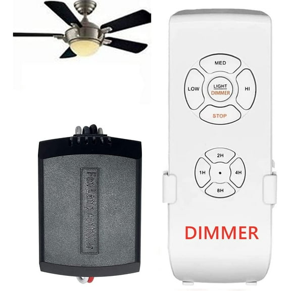 Universal Ceiling Fan & Dimmer Remote Control Kit, Ceiling Fan Timing Speed & Dimmable LED Light Dimming Wireless Remote Control and Receiver Kits for Ceiling Fan Lamp