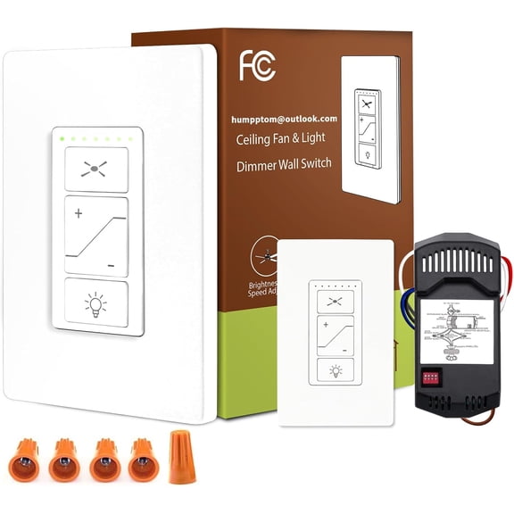 Universal Ceiling Fan Remote Control, Ceiling Fan Remote Control Kit and Dimmer Light Switch, Ceiling Fan Wall Switch UC9050T, Fan Remote Control Kit Compatible with Hampton Bay Harbor Breeze