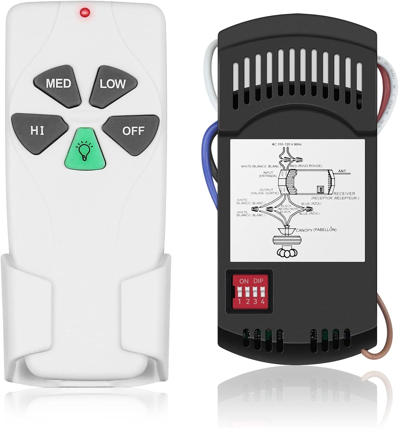 Universal Ceiling Fan Remote Control Kit, 3 Speed Control with Light