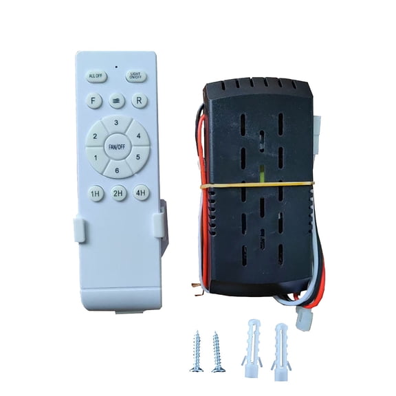 Universal Ceiling Fan Remote Control Kit,Ceiling Fan Lamp Light Wireless Remote Control Receiver Kit Timing & Speed Remote for Most Standard Ceiling Fans with Separate Light Kits,White,4.92x1.77"