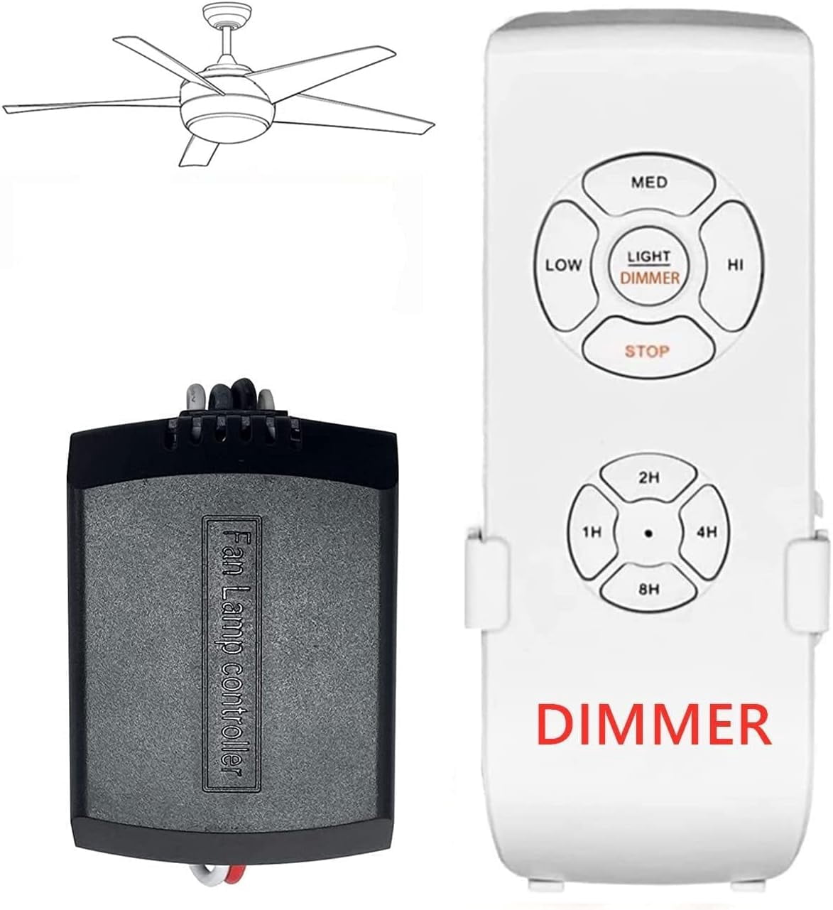 Universal Ceiling Fan Remote Control Kit,Light Dimmer Timing & Fan ...