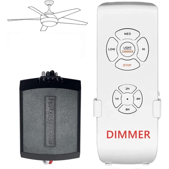 Universal Ceiling Fan Remote Control Kit,Light Dimmer Timing & Fan Speed Wireless Remote Control and Small Size Receiver Kits for for Hampton Bay Harbor Breeze (1-Pack)