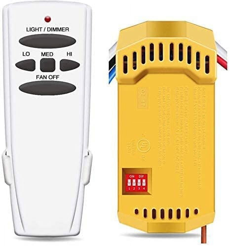 Universal Ceiling Fan Remote Control Kit with Yellow Receiver