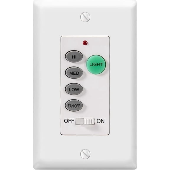 Universal Ceiling Fan Wall Remote Control, 3 Speed, Light Dimmer, 4-DIP Switch Compatible with Hampton Bay, Harbor Breeze, Hunter (Wall Remote Only)