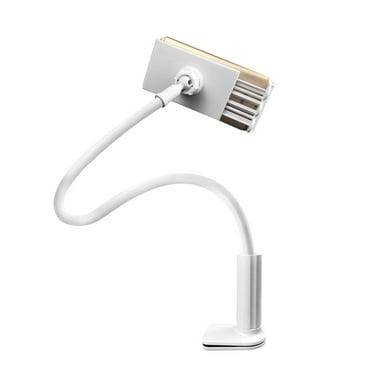 Universal Cell Phone Holder Lazy Bracket Mobile Phone Stand Flexible Gooseneck Long Arm Clip for Smartphone or Tablet Devices (White)
