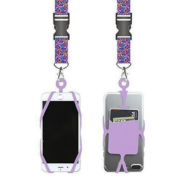 Universal Cell Phone Lanyard Compatible with iPhone, Galaxy & Most Smartphones Includes Phone Case Holder with Card Pocket,Soft Neck Strap with Breakaway Clasp & Detachable Conveni